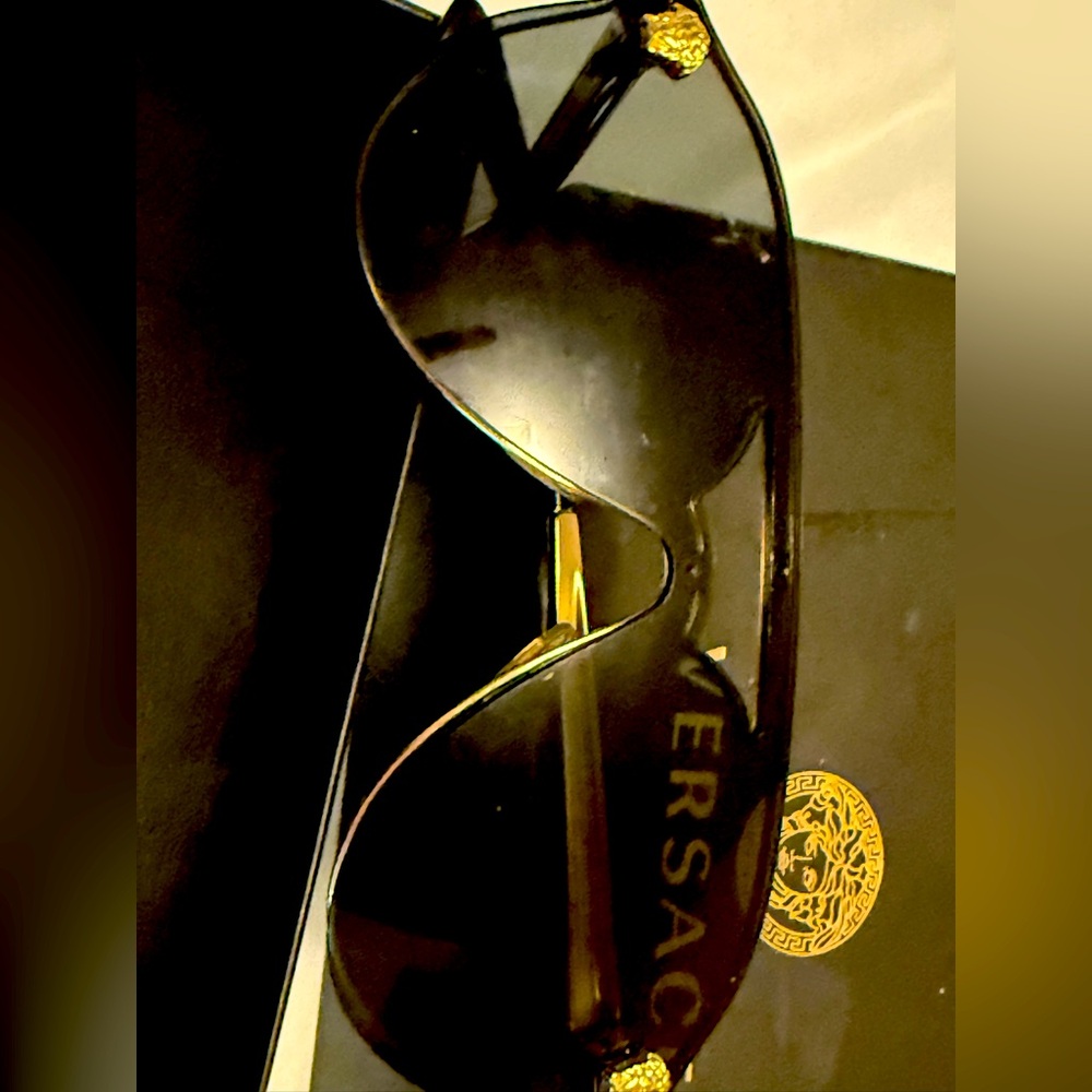 Versace Black and Gold Designer Sunglasses